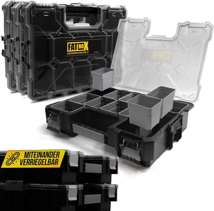 Fatbox XXL Organizer Sortierkasten Sortimentskasten Kleinteilemagazin Aufbewahrungsbox Koffer (Schwa