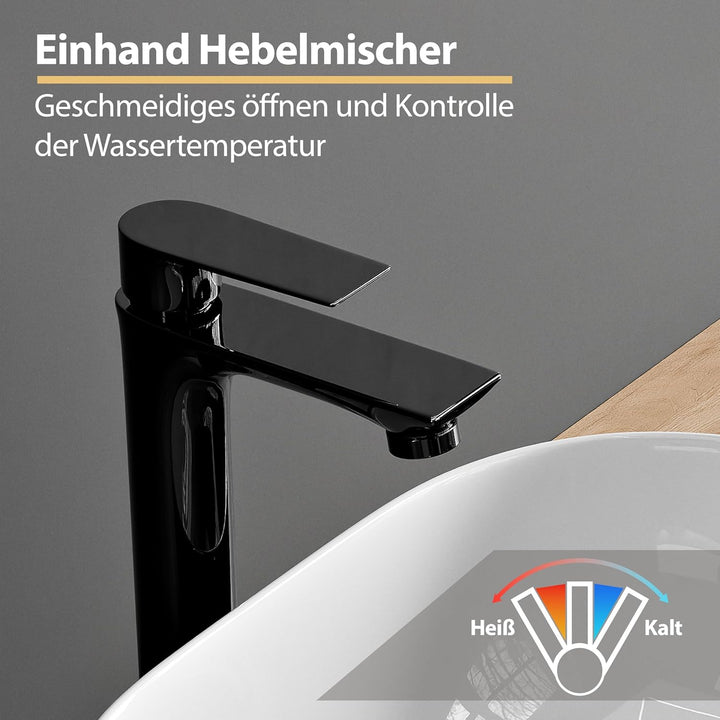 Planetmöbel Wasserhahn Bad-Mischbatterie, Waschtischarmatur mit Keramik Kartusche, Armatur für Wasch