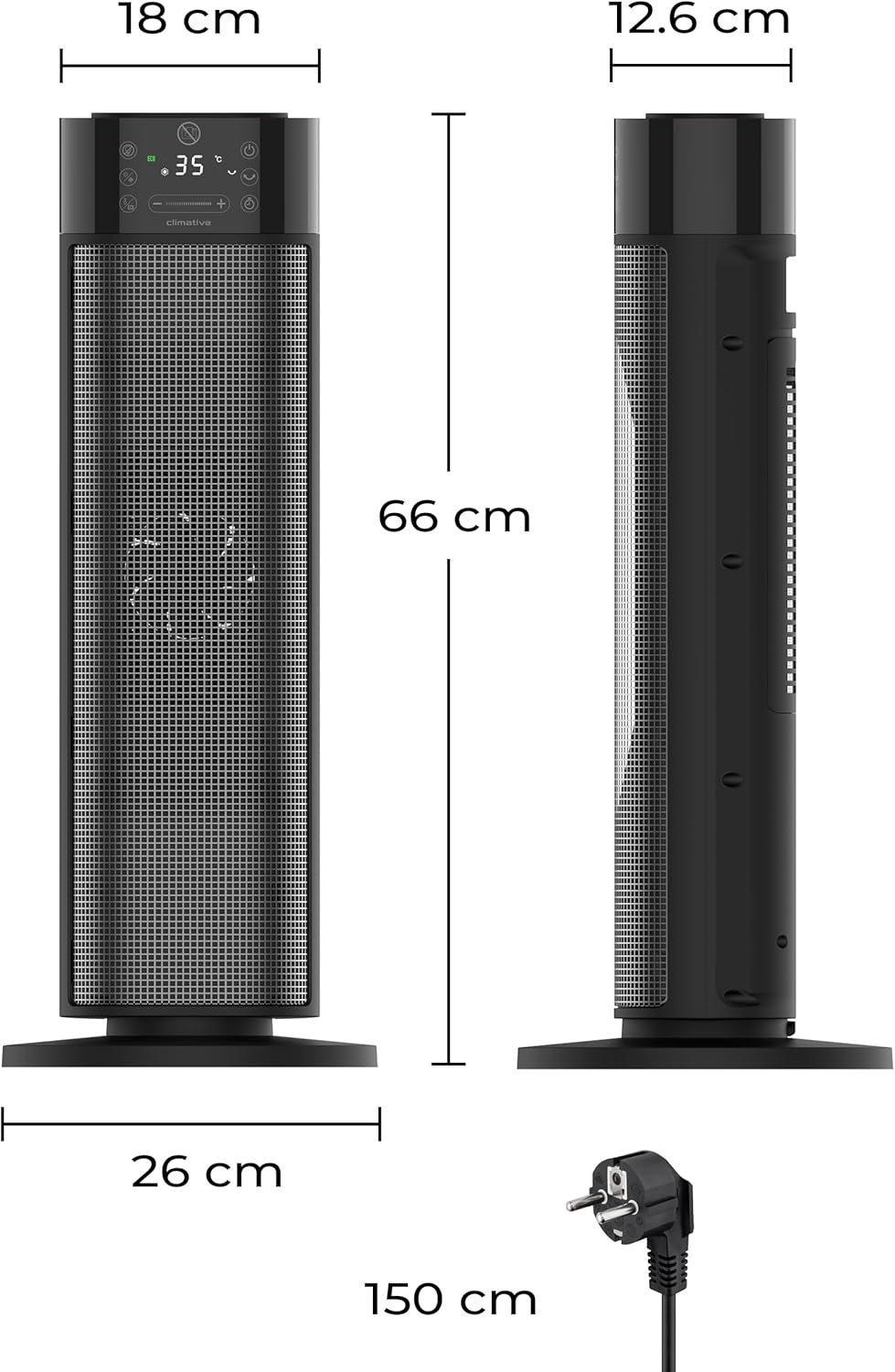 Keramik Heizlüfter mit Befeuchter 2000W Mistiq WiFi 80° Oszillation ECO Modus Timer 24h Elektroheizu