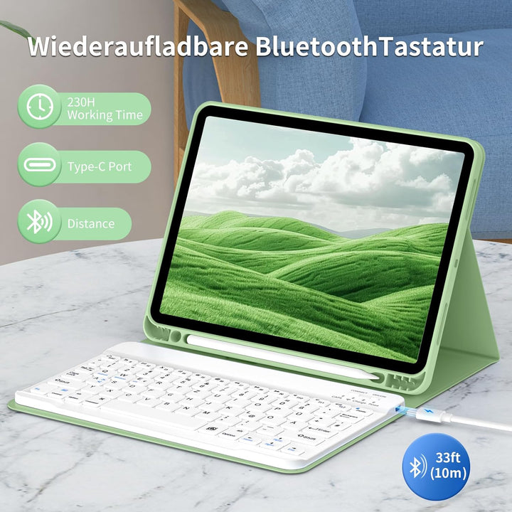 Hülle mit Tastatur für iPad A16 11.Generation 11 Zoll 2025, iPad 10. Generation 2022 10,9 Zoll, Blue