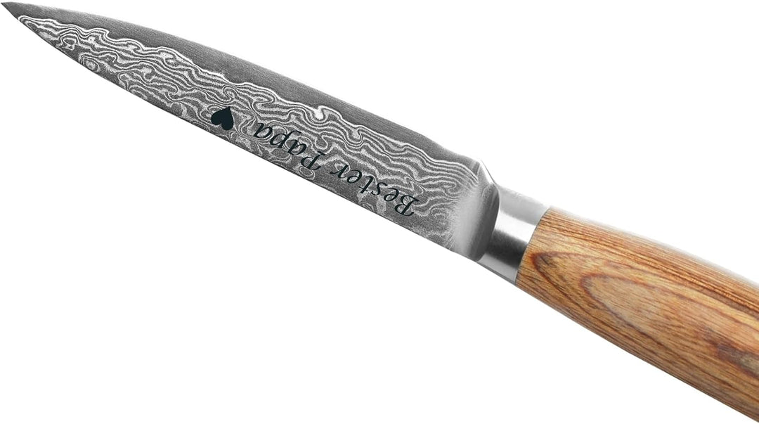Wakoli EDIB Pro Premium Damast Allzweckmesser mit Gravur – Personalisiertes Messer, 12cm Damastkling