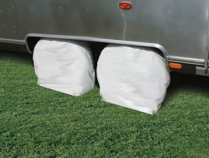 Camco 45321 Vinyl-Rad- und Reifenschutz, 2 Stück (61 cm - 66 cm, weiss). 24-26" weiss, 24-26" weiss