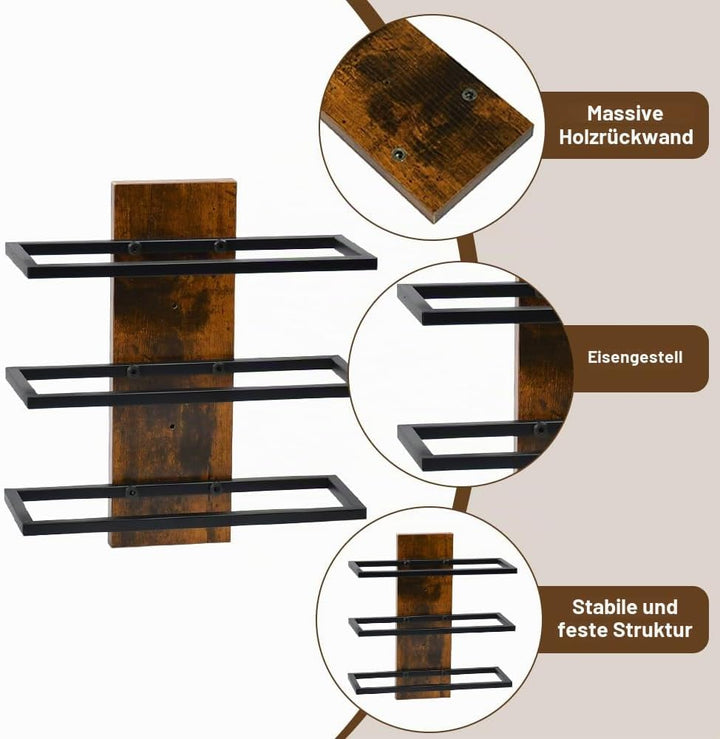 Weinregal Wand Flaschenregal für 3 Flaschen Weinregal Flaschenhalter Aufbewahrungsregal Weinhalter R