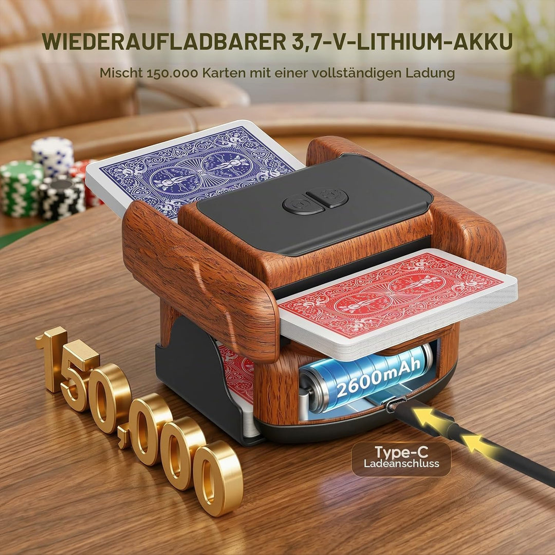 Kartenmischmaschine Elektrische Mischmaschine Karten für 1–2 Decks One-Press Auto &amp; Manueller Wieder