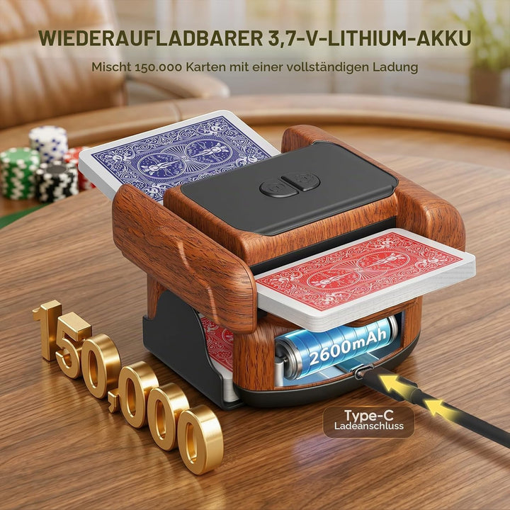 Kartenmischmaschine Elektrische Mischmaschine Karten für 1–2 Decks One-Press Auto &amp; Manueller Wieder