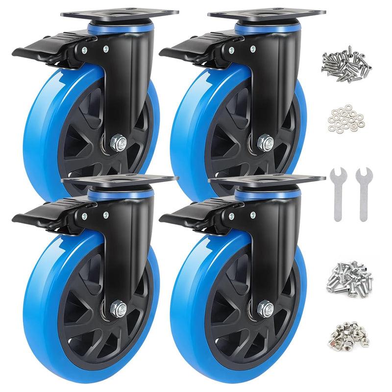 BAOLIHUI 150mm Schwerlastrollen Blau 4er Set Möbelrollen Bis zu 1000KG, 360 Grad Doppelverriegelung
