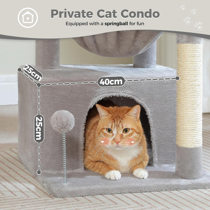 PAWZ Road Kleiner Katzenbaum für Indoor-Katzen mit Hängematte, Katzenturm mit Sisal-überzogenem Krat