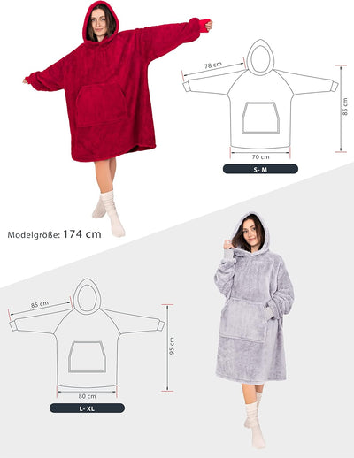 Gräfenstayn® Flauschige Sherpa Hoodie Decke mit Ärmeln & Kapuze - Öko-tex Standard 100 - tragbare Ku