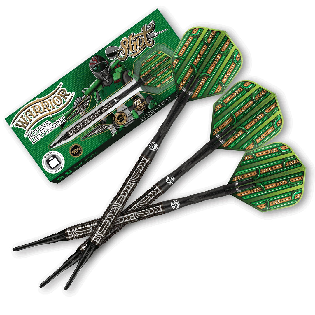 Shot Soft Darts Warrior Rutene 90% Tungsten Softtip Darts Softdart Dartpfeile Set mit Schäften und F