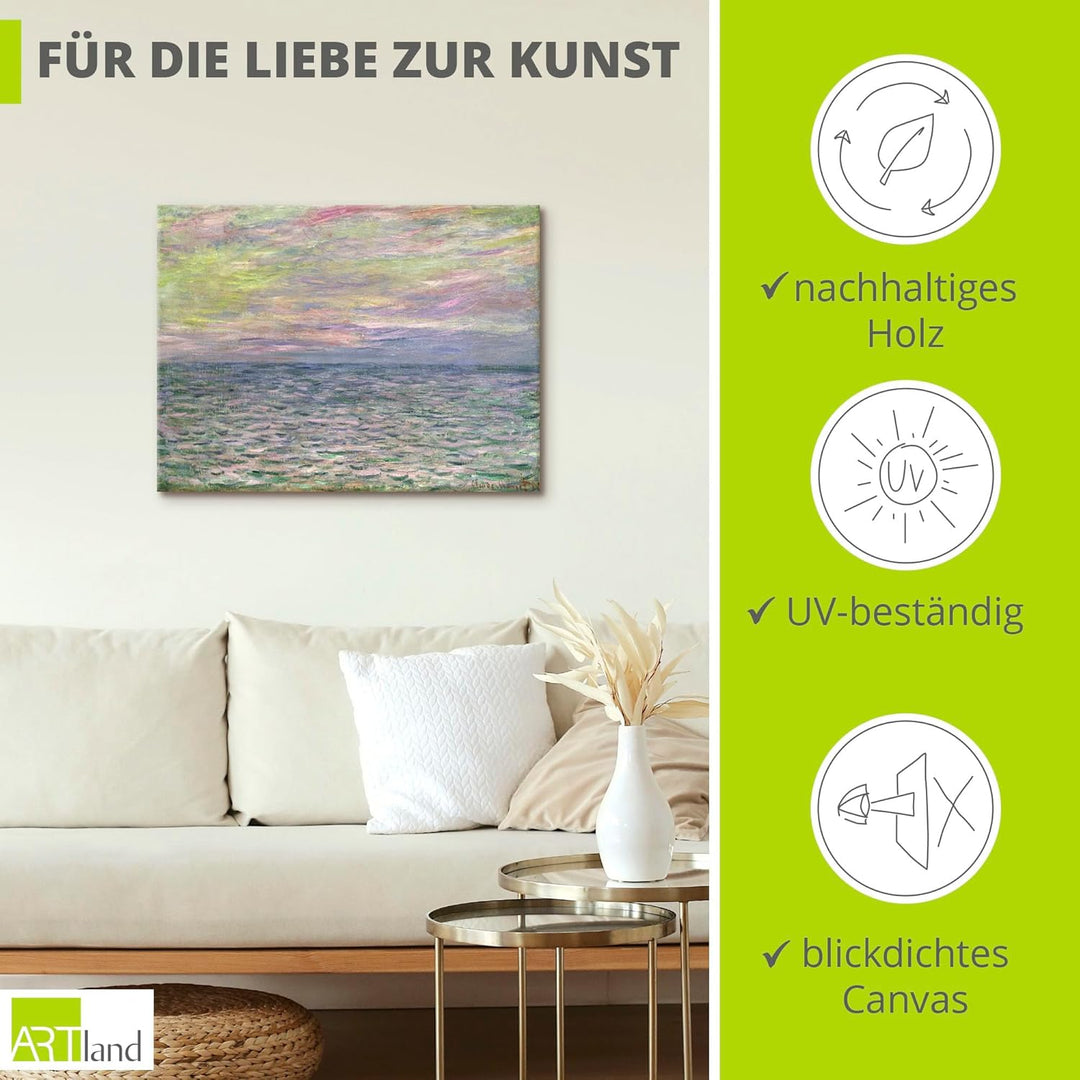 ARTland Leinwandbilder Wandbild Bild auf Leinwand 120x90 cm Wanddeko Landschaften Sonnenuntergang üb