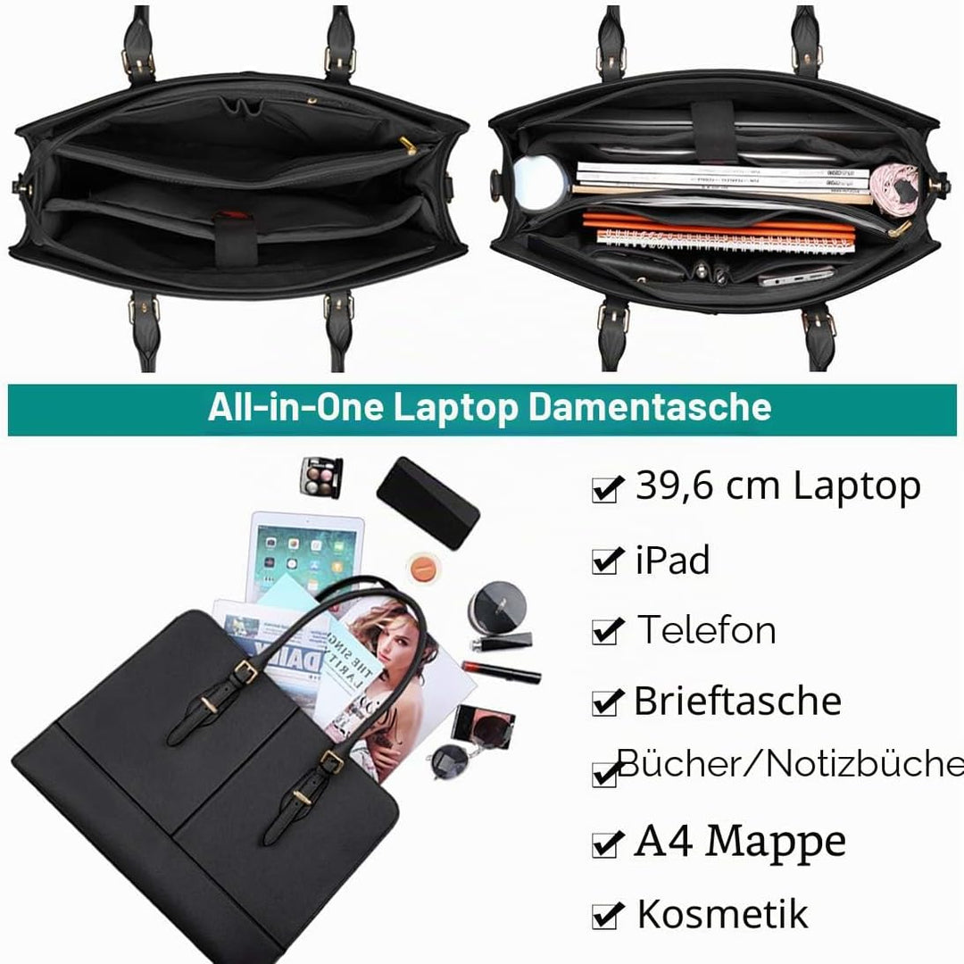 Lubardy Handtasche Damen Shopper Damen Gross Wasserdicht 15.6 Zoll Leder Laptop Tasche für Büro Arbe