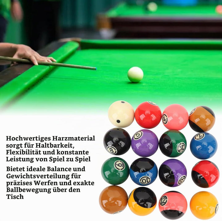 Billardkugeln Set, 16 Stück Billiard Kugel Set 5,72 cm Durchmesser Professionelles Harz Billardkugel