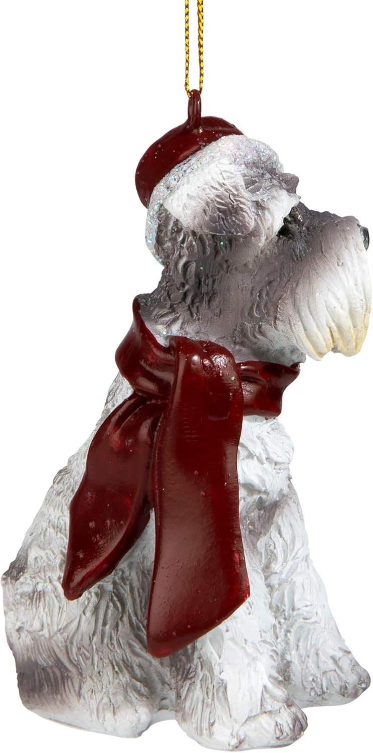 Design Toscano Christmas Ornaments, Weihnachtszwergschnauzer Ferienhundeornamente, Zwergschnauzer