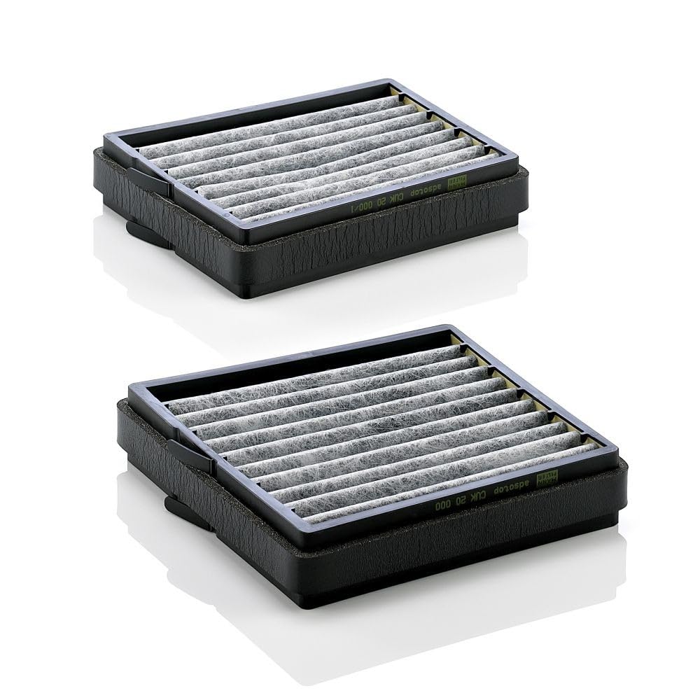 MANN-FILTER CUK 20 000-2 Innenraumfilter – Kabinenluftfilter Satz (2er Set) mit Aktivkohle – Für PKW