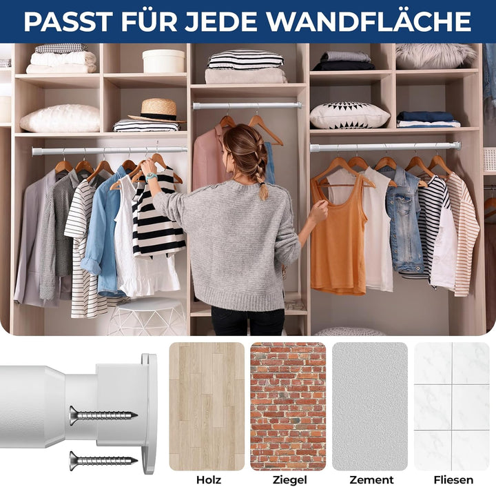 Mavivegue Kleiderstange Schrank, 42–106CM Kleiderstange Ausziehbar, Kleiderstange Wandmontage 32mm,