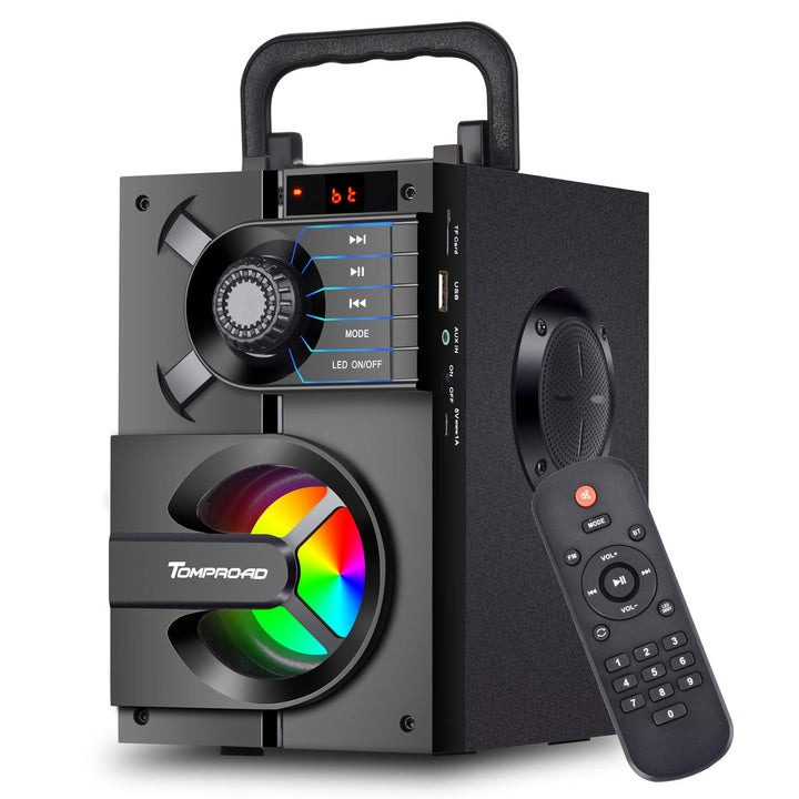 TOMPROAD Bluetooth Lautsprecher, Tragbare Bluetooth Box mit Subwoofer, kabellos Stereo Sound satter