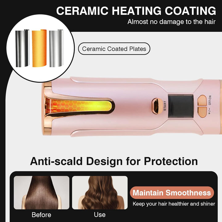 Automatischer Lockenstab, Tragbarer Kabelloser Automatischer Lockenstäbe Automatisch Rotierender Loc