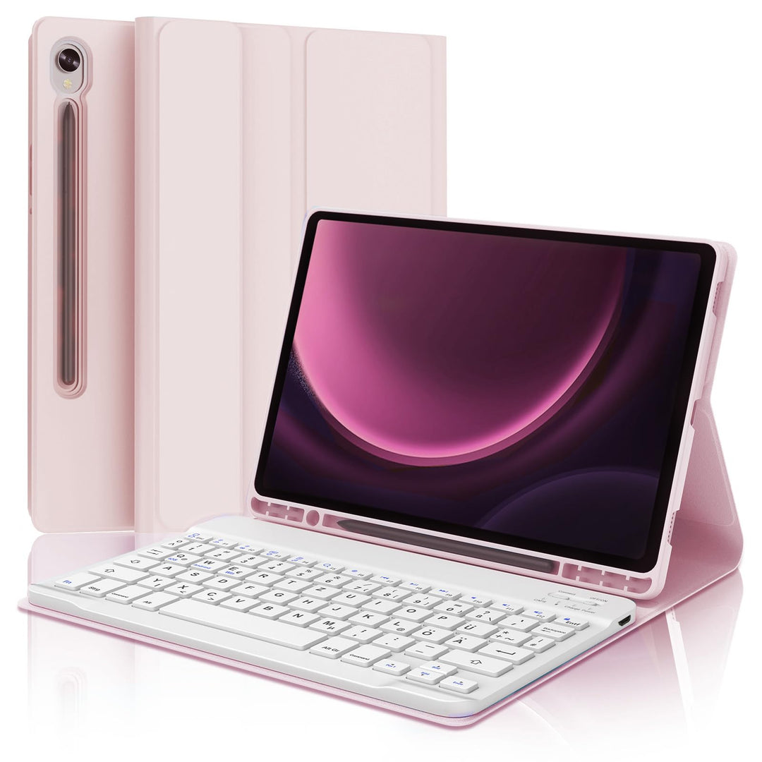 Tastatur Hülle für Samsung Tab S9 FE 10.9 Zoll/Tab S9 11 Zoll 2023, QWERTZ Deutsches Tastatur Magnet
