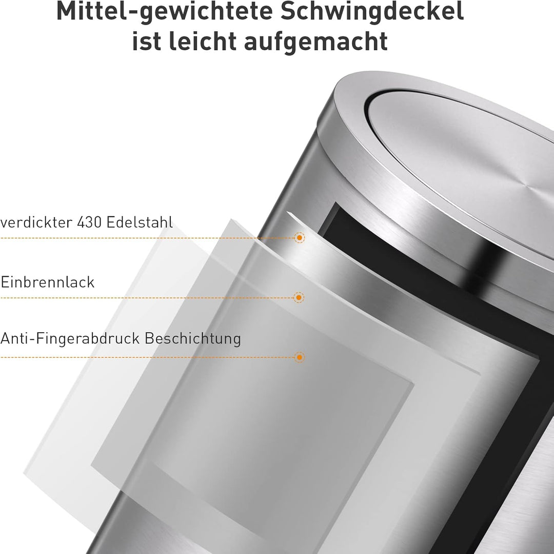 Mbillion Mülleimer mit Deckel, kleiner Mülleimer, niedlicher Metall-Mülleimer für die Arbeitsplatte,