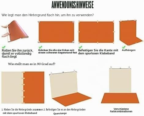 Fotohintergrundpapier mit Ständer, 86,4 x 58,4 cm, doppelseitig, für Foto-Tischplatten, Requisiten f