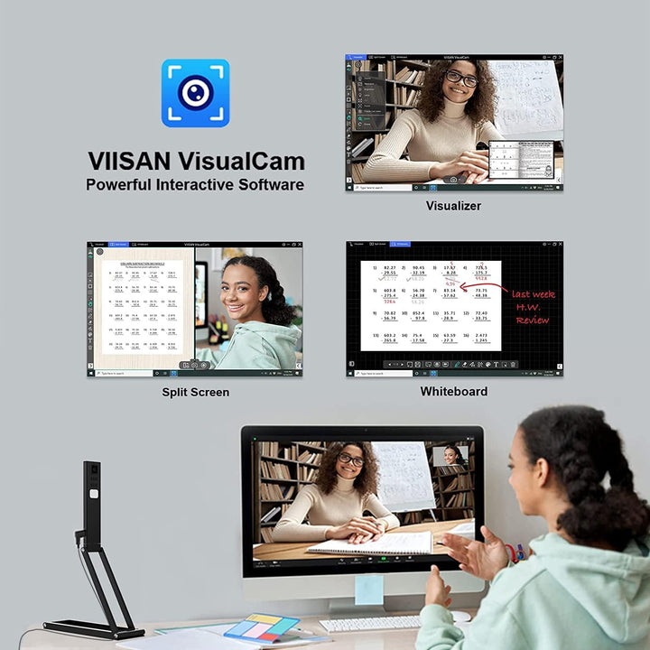 VIISAN P4U 4K 13MP Ultra-High-Definition-Dokumentenkamera und Webcam mit AF-Objektiv, A3-Format, ein