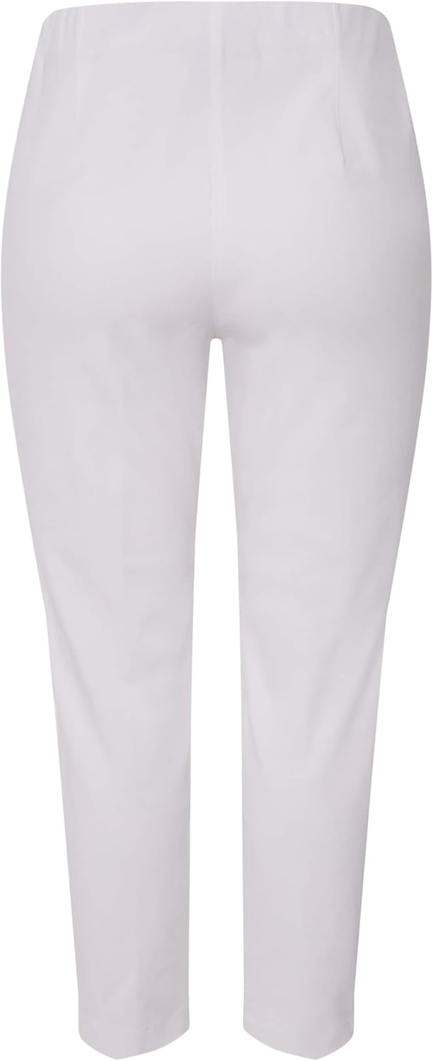 Ulla Popken Damen 7/8-Hose, schmales Bein, Elastikbund 42 Weiss, 42 Weiß