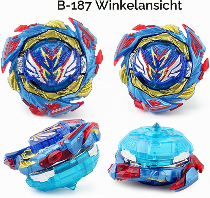 Gyros Turbo Set, 4D Metall Fusion Kampf Kreisel, Mit Battling Top Launcher, Geschenk-Sets,(B-187+B-2
