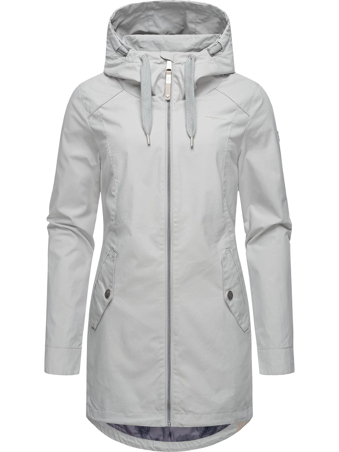 Ragwear Damen Übergangsjacke leichte Jacke lang mit Kapuze Mondda XS-XXL XS Light Grey, XS Light Gre