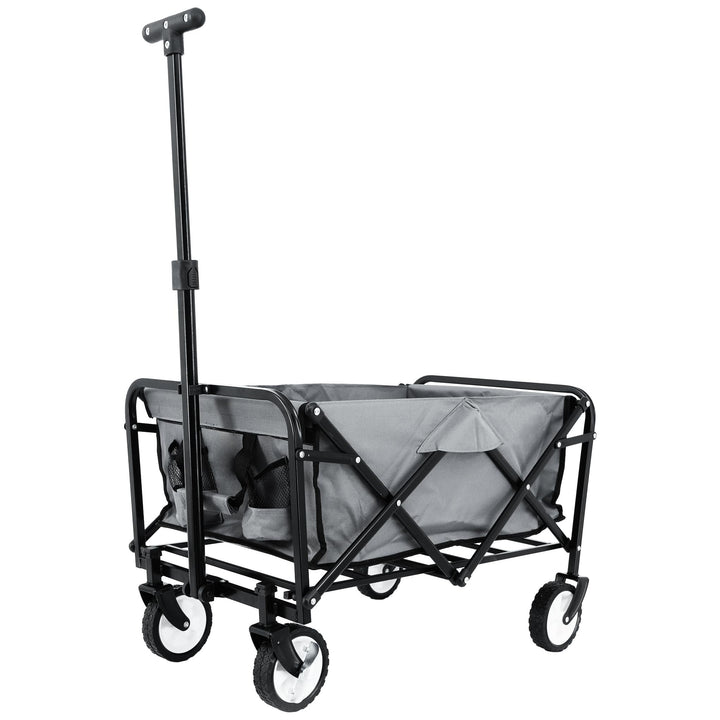 Gardenio Bollerwagen faltbar mit Bremsen, Handwagen 80 kg/60l, Bollerwagen klein & leicht mit Tasche