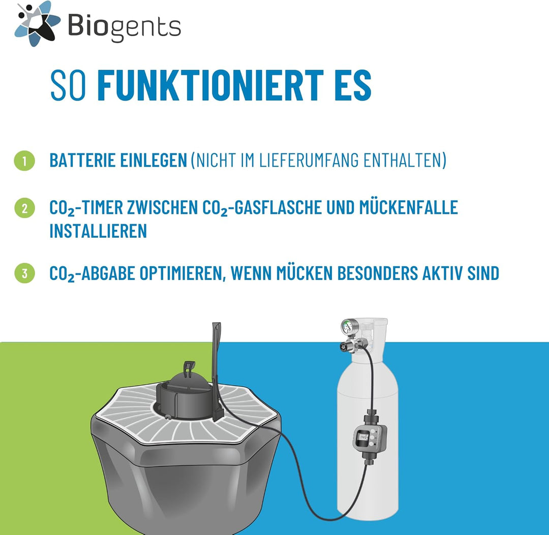 Biogents BG-CO2-Timer, Zeitschaltuhr zur Reduktion des CO2-Verbrauchs bei Biogents-CO2-Mückenfallen