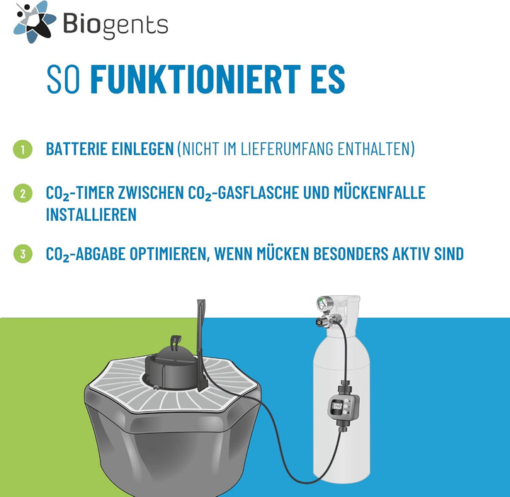Biogents BG-CO2-Timer, Zeitschaltuhr zur Reduktion des CO2-Verbrauchs bei Biogents-CO2-Mückenfallen