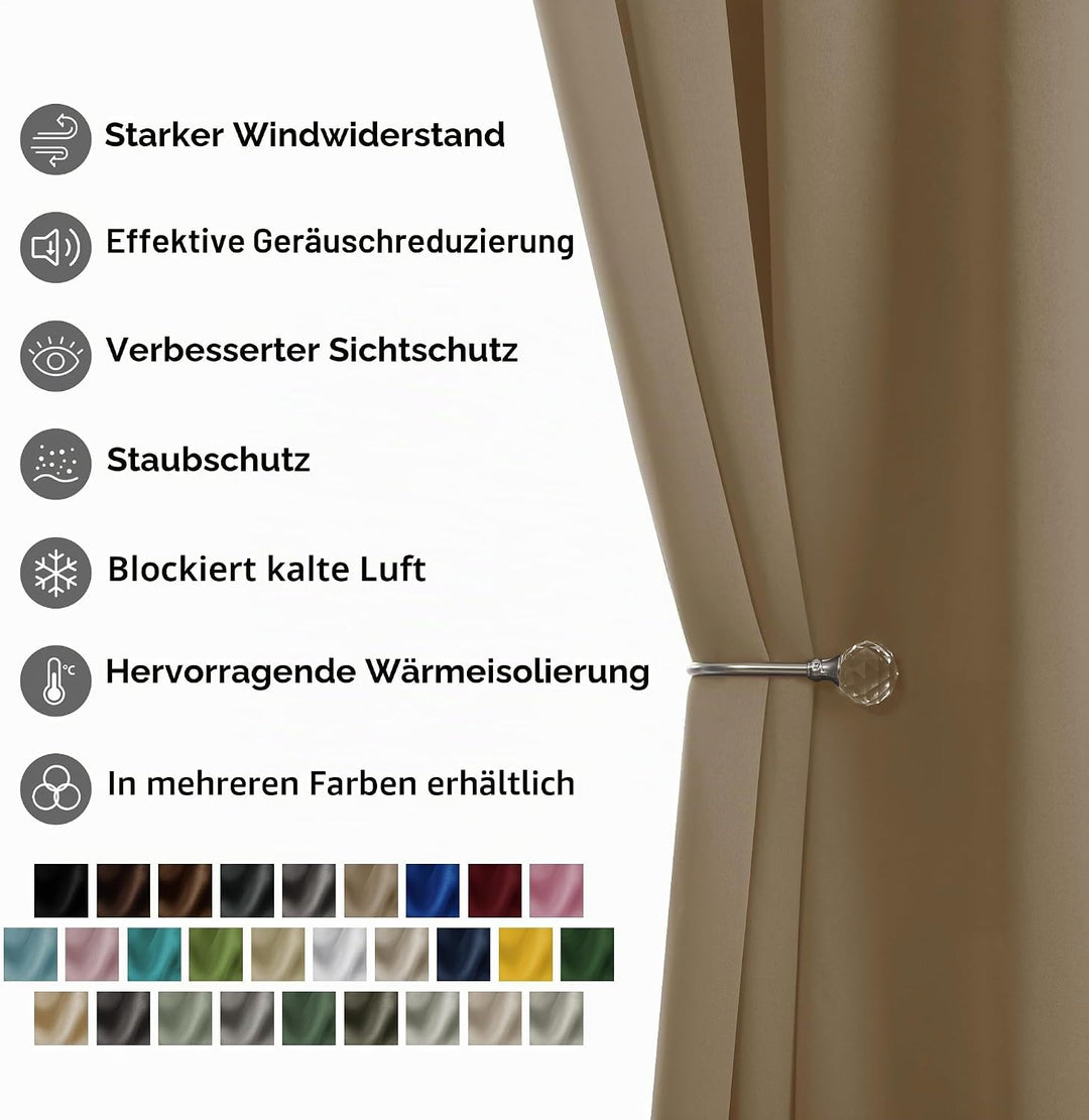 Deconovo Vorhänge Blickdicht Verdunkelunsgardine mit Ösen Gardinen Wohnzimmer Vorhang Verdunkelung T