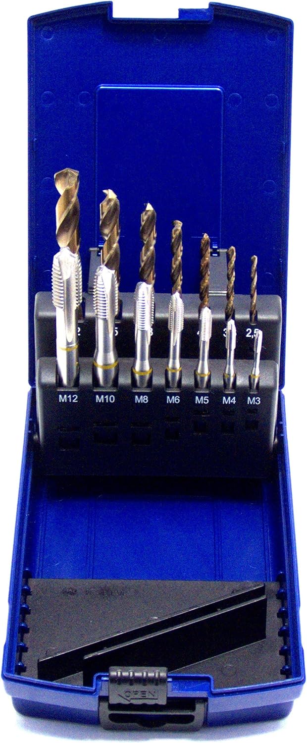 Maschinengewindebohrer Set 14-teilig M3 - M12 HSSE-Co5 DIN 371 Durchgangsloch Gelbring inkl. HSSE-Co
