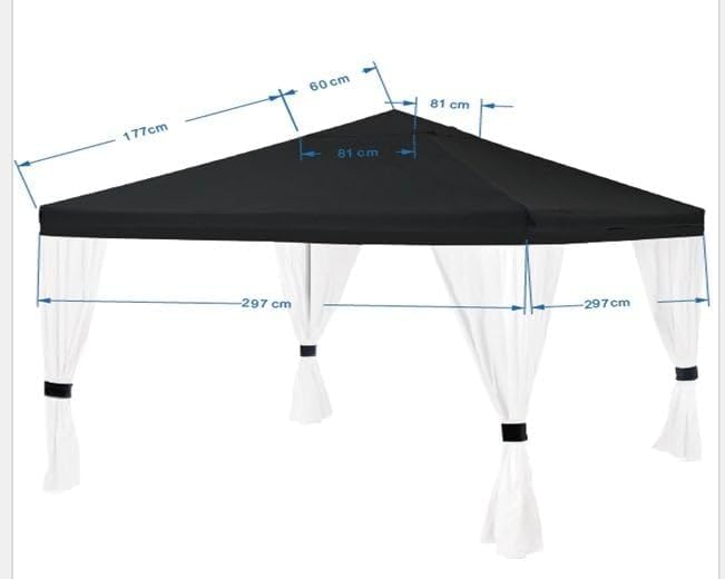 TrendLine Ersatzdach 3 x 3 m für Pavillon Deluxe schwarz Pavillondach