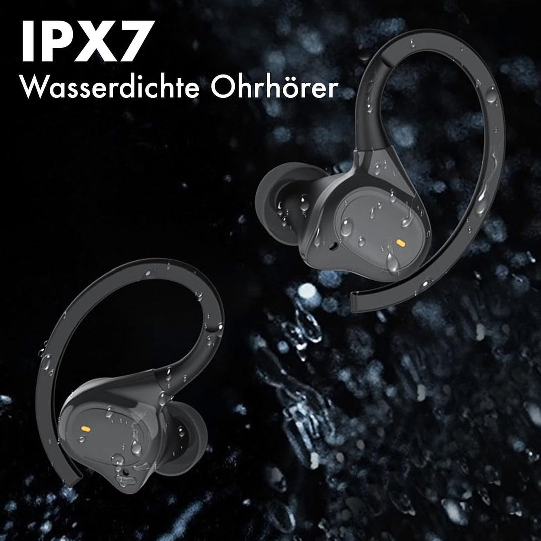 auvisio Sportohrhörer: Kabellose In-Ear-Kopfhörer, Bluetooth 5.3, wasserdicht IPX7, Ladecase (Stereo