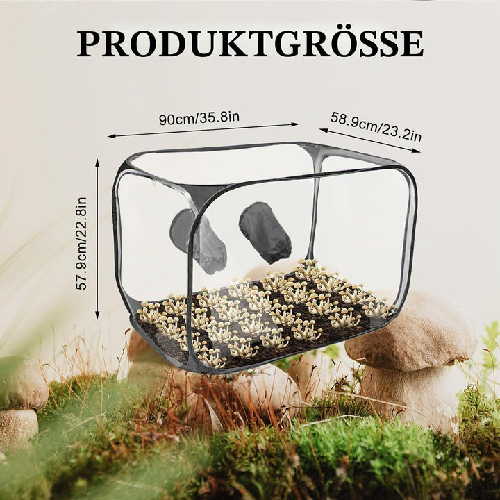 Pilzzuchtzelt, 90 * 60 * 60 cm Pilz Zucht Zelt Glovebox Pilzzucht Pilze Züchten Set Kompakte Pilzzuc