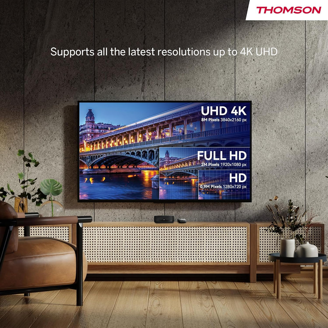 THOMSON Streaming Box Plus 270, Google TV, 4K UHD, Sprachsteuerung, Voice Control, Google Cast, Netf