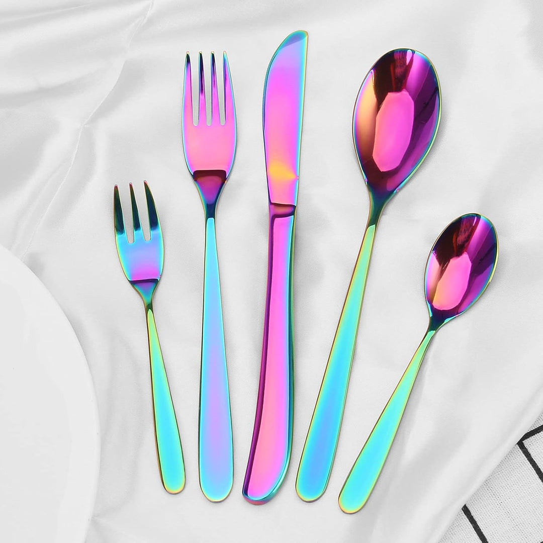 Regenbogen Besteck Set, Bettlife 30-teilig Besteckset für 6 Personen mit Messer/Gabel/Löffel, Edelst