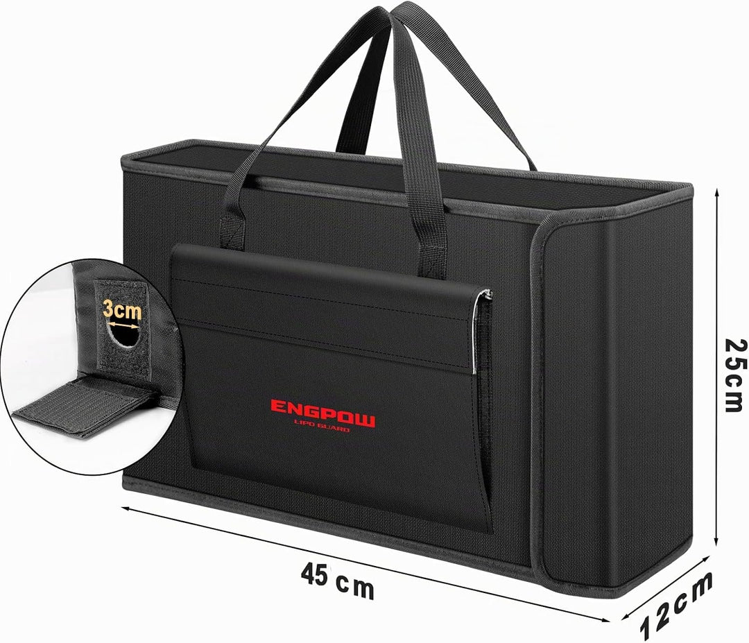 Akku Tasche Ebike Batterie Tasche Feuerfeste bis 2000°F Explosionsgeschützte Lipo Bag kompatibel mit