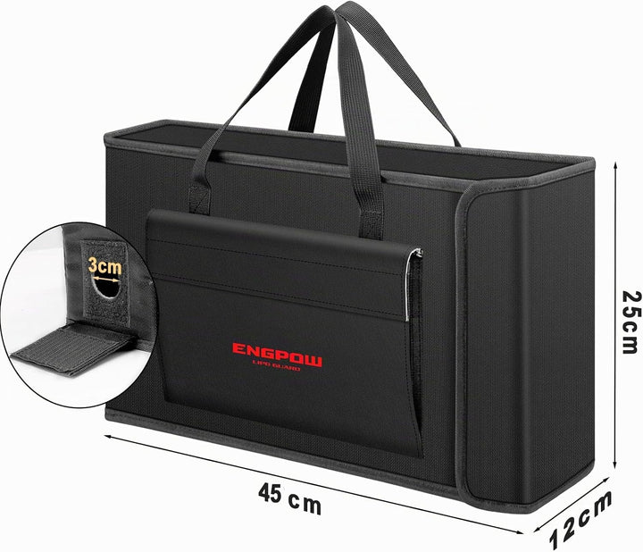 Akku Tasche Ebike Batterie Tasche Feuerfeste bis 2000°F Explosionsgeschützte Lipo Bag kompatibel mit