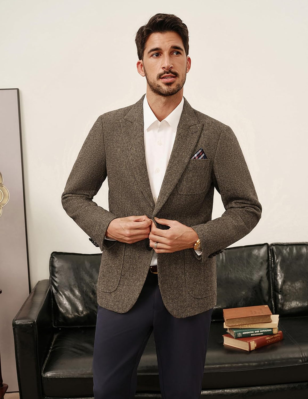 PJ PAUL JONES Sakko Herren 2 Knöpfe Tweed Wolle British Blazer Regular Fit Business Anzugjacke Männe