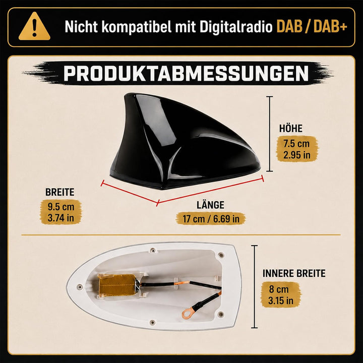 Psler Haifischflosse Funksignal Antenne Basis für Compass/Renegade 2017-2023(Schwarz), Schwarz