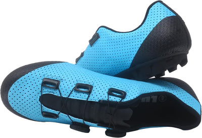 LUCK Panter Fahrradschuhe für MTB, mit Carbonsohle und doppeltem Drehverschluss. 42 EU Blau, 42 EU B