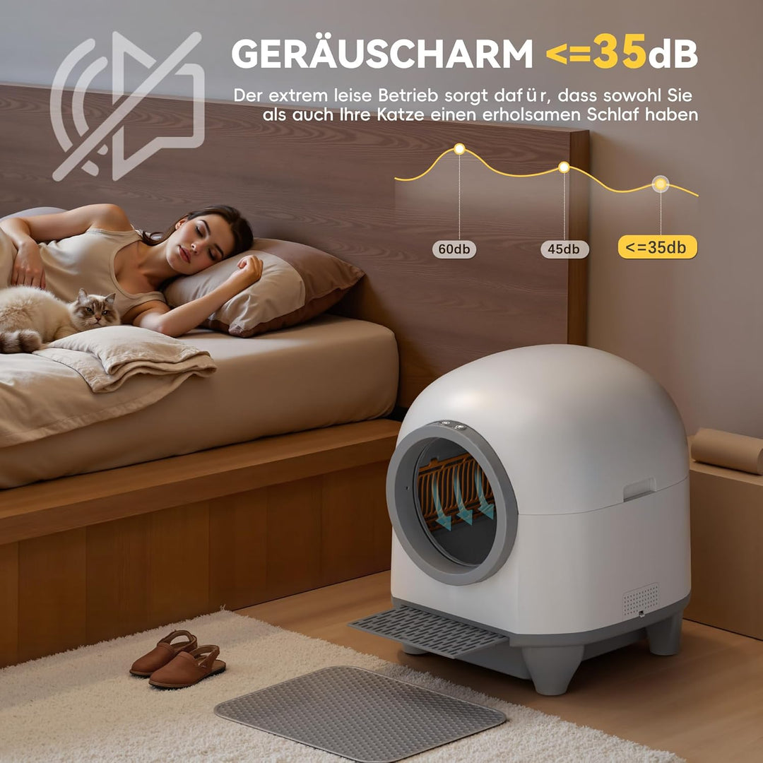 Devoko Selbstreinigendes Katzenklo, 90 l, Elektrisch, mit Müllbeuteln und Matte, Grosse Kapazität, S