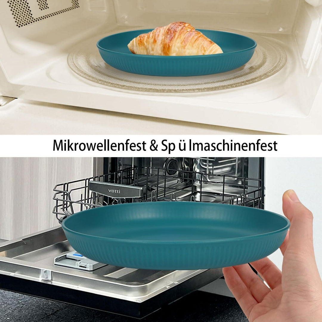 Camping Teller, Picknick Geschirr Sets 6 personen, Camping Zubehör aus Kunststoff für Party, Zuhause