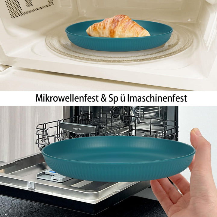 Camping Teller, Picknick Geschirr Sets 6 personen, Camping Zubehör aus Kunststoff für Party, Zuhause