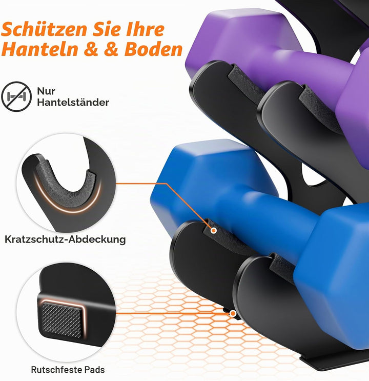 Hantelständer (Hanteln nicht im Lieferumfang enthalten) mit weichem Gummischutz, ergonomischem Griff