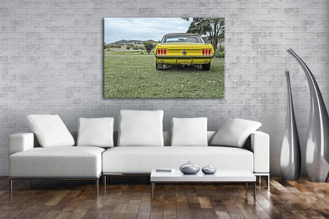 deyoli alter Mustang Format: 80x60 als Leinwand, Motiv fertig gerahmt auf Echtholzrahmen, Hochwertig