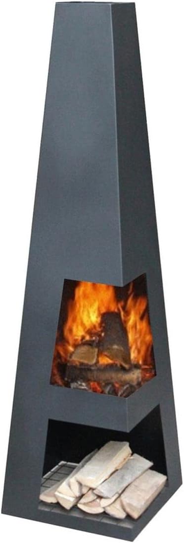 Ben&Camilla Gartenkamin Sanga in Schwarzem Stahl 122 x 37 x 37 cm | extra robust | Feuerschale Feuer