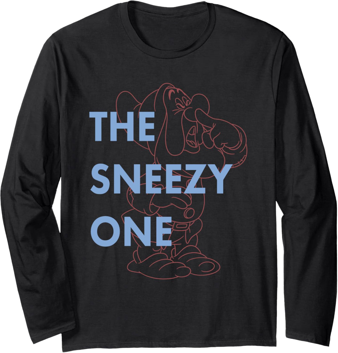 Disney Snow White Dwarf Sneezy The Sneezy One Outlined Langarmshirt
